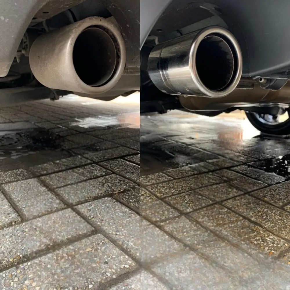 Выхлопная труба до и после установки водородного генератора